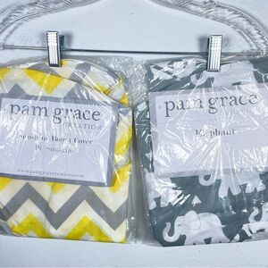 NEW Set of 2 Pam Grace Creations Nursing Pillow  Covers Boppy Compatible Yellow